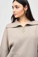 Jacquard ZipCollar Jumper - Taupe Melange