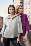 Jacquard ZipCollar Jumper - Taupe Melange