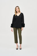 Faux Fur Cuffs Tunic - Black
