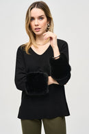 Faux Fur Cuffs Tunic - Black