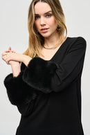 Faux Fur Cuffs Tunic - Black