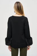 Faux Fur Cuffs Tunic - Black