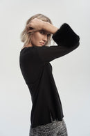 Faux Fur Cuffs Tunic - Black