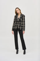 Plaid Blazer With Pockets - Black/vanilla