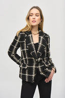 Plaid Blazer With Pockets - Black/vanilla