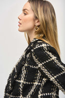 Plaid Blazer With Pockets - Black/vanilla