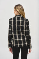 Plaid Blazer With Pockets - Black/vanilla