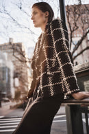 Plaid Blazer With Pockets - Black/vanilla