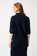 Funnel Neck Jumper - Midnight Blue/moonstone