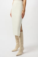 Sweater Knit Midi Skirt - Winter White
