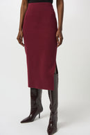 Sweater Knit Midi Skirt - Merlot