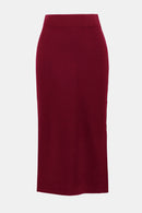 Sweater Knit Midi Skirt - Merlot