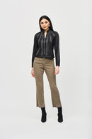 Faux Suede Jacket W/Mesh - Black/silver