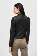 Faux Suede Jacket W/Mesh - Black/silver