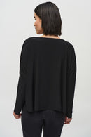 Sequined Velvet Boxy Top - Black