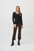 Knit and Mesh Fitted Top - Black