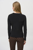 Knit and Mesh Fitted Top - Black