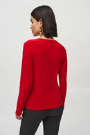 Knit and Mesh Fitted Top - Lipstick Red
