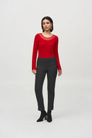 Knit and Mesh Fitted Top - Lipstick Red