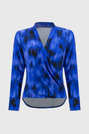Abstract Print Wrap Top - Royal Sapphire/multi