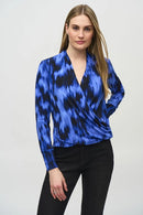 Abstract Print Wrap Top - Royal Sapphire/multi