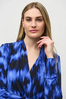 Abstract Print Wrap Top - Royal Sapphire/multi