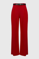 Belted Wide-Leg Trousers - Lipstick Red