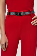 Belted Wide-Leg Trousers - Lipstick Red