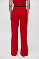 Belted Wide-Leg Trousers - Lipstick Red
