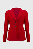 Silky Knit Fitted Blazer - Lipstick Red
