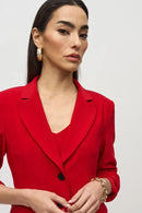 Silky Knit Fitted Blazer - Lipstick Red