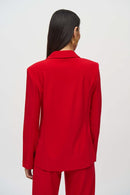 Silky Knit Fitted Blazer - Lipstick Red