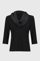 Knit And Satin Fitted Top - Black