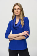 Knit And Satin Fitted Top - Royal Sapphire
