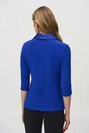 Knit And Satin Fitted Top - Royal Sapphire