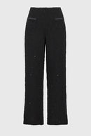 Sequins Wide-Leg Trousers - Black