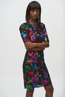 Floral Print Sheath Dress - Black/multi