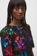 Floral Print Sheath Dress - Black/multi