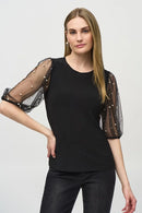 Mesh Sleeves Top - Black