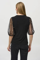 Mesh Sleeves Top - Black