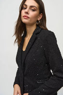 Chain Trim Sequin Blazer - Black