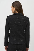 Chain Trim Sequin Blazer - Black