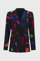 Abstract Print Blazer - Black/multi