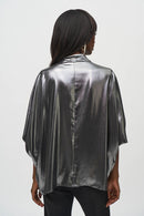 Metallic Foiled Wrap Top - Pewter