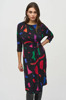 Abstract Prt Sheath Dress - Black/multi