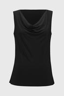 Silky Knit Cowl Neck Camisole - Black