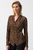 Animal Print Fitted Top - Beige/black