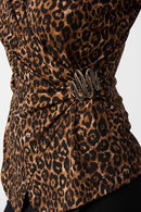 Animal Print Fitted Top - Beige/black