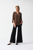 Silky Knit Print Tunic - Beige/black