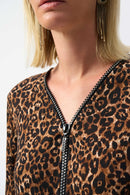 Silky Knit Print Tunic - Beige/black